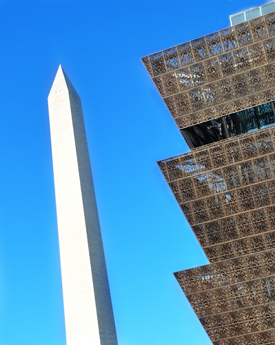 The Washington Monument and the National Museum of African American History and Culture on the National Mall in Washington, DC. Gina Whiteman
